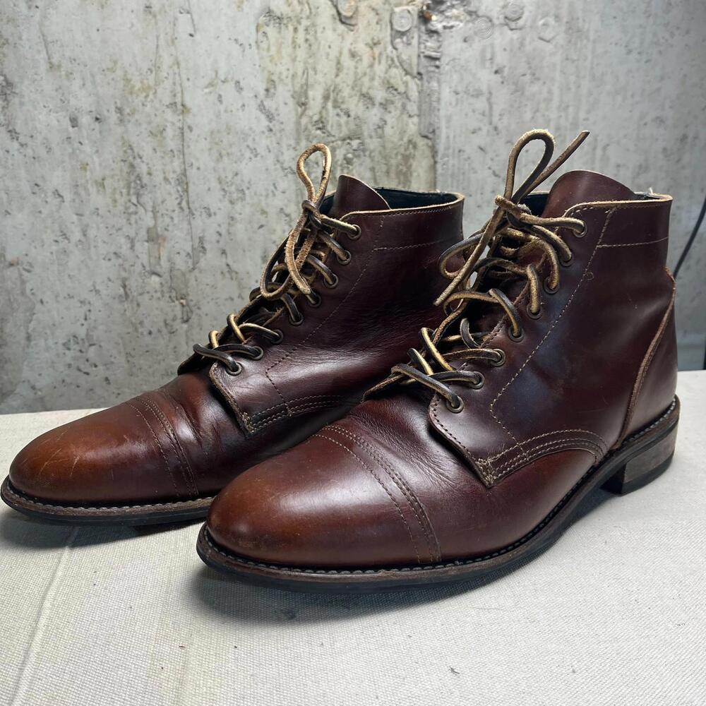 Thursday Boots Everyday Captain Men's 11.5 D Cap Toe Brown Leather Leather Laces